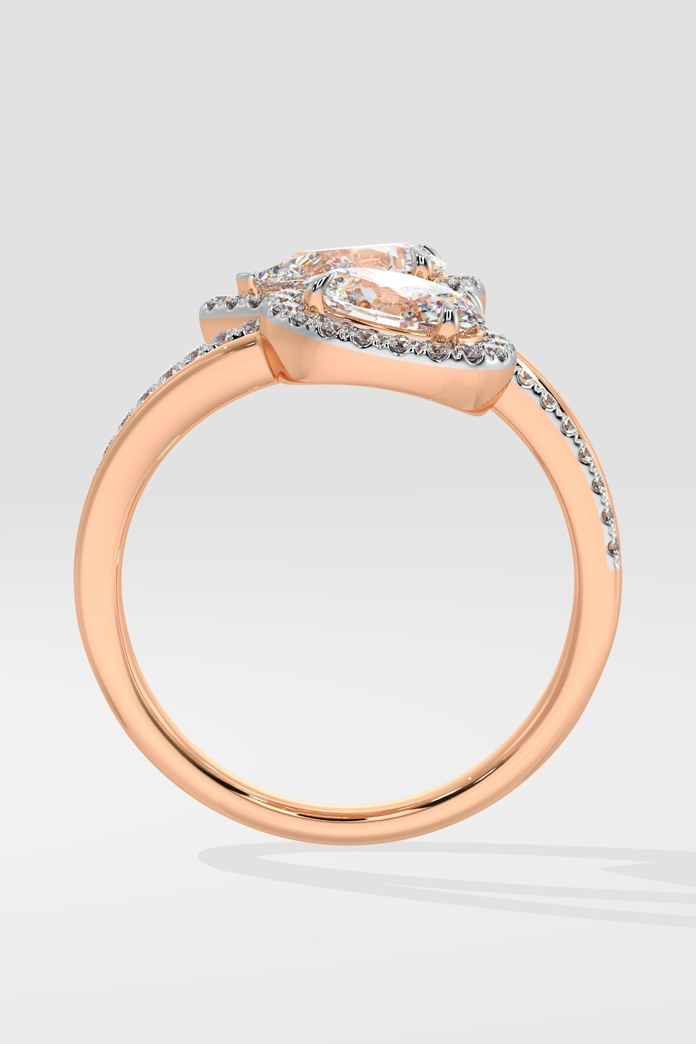 Two Stone Halo Solitaire Ring
