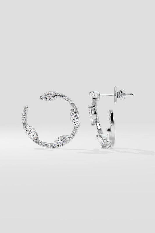 Spaced Marquise Front Hoops
