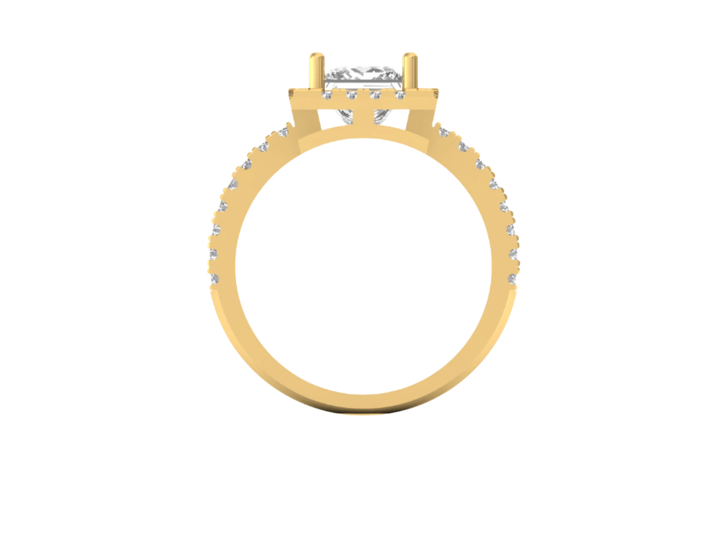 1.50 Carat Princess Elegant Women Halo Ring