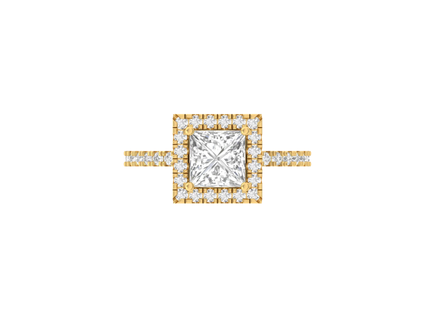 1.50 Carat Princess Elegant Women Halo Ring