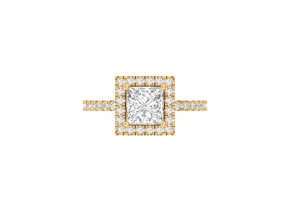 1.50 Carat Princess Elegant Women Halo Ring