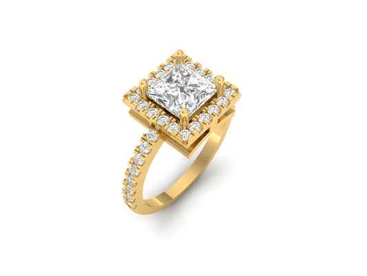 1.50 Carat Princess Elegant Women Halo Ring