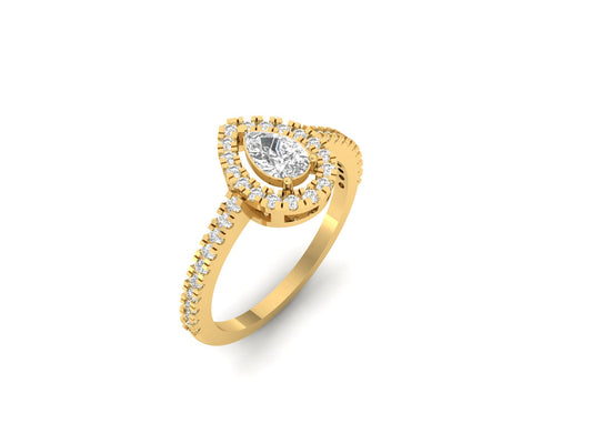 30 Cent Pear Halo Ring